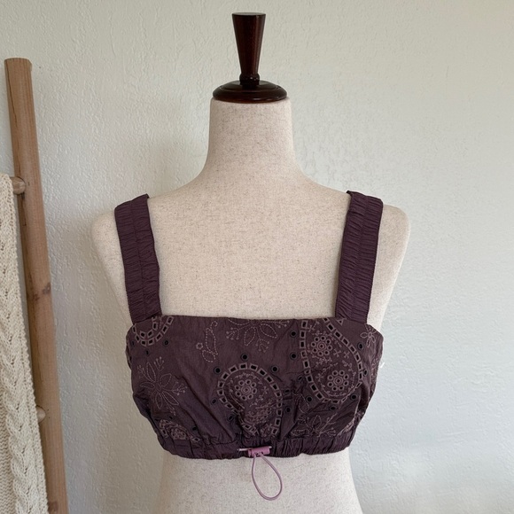 Free People Tops - NWOT Free People Nylon Eyelet Embroidered Lilac Purple Athletic Sports Bra